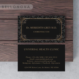 カスタム金ゴールド黒褐色フローラモノグラム 名刺