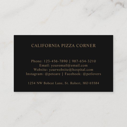 カスタム金ゴールド黒褐色フローラモノグラム 名刺 (裏面)