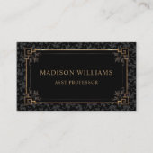 カスタム金ゴールド黒褐色フローラモノグラム 名刺 (正面)