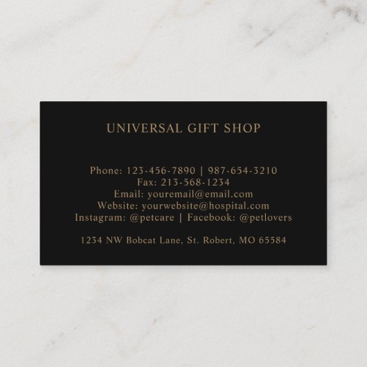 カスタム金ゴールド黒褐色フローラモノグラム 名刺 (裏面)