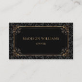 カスタム金ゴールド黒褐色フローラモノグラム 名刺 (正面)