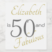 カスタム金ゴールド50歳と素晴らしい50歳の誕生日 ワインラベル (シングルラベル)