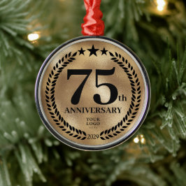 カスタム金ゴールド75th Business Anniversaryクリスマス メタルオーナメント