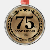 カスタム金ゴールド75th Business Anniversaryクリスマス メタルオーナメント (正面)