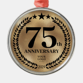 カスタム金ゴールド75th Business Anniversaryクリスマス メタルオーナメント