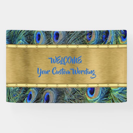 カスタム金ゴールド&ピカラフルーコックフェザーバナー 横断幕 (横)