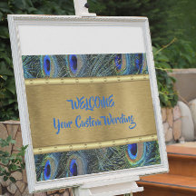 カスタム金ゴールド&ピカラフルーコックフェザーバナー