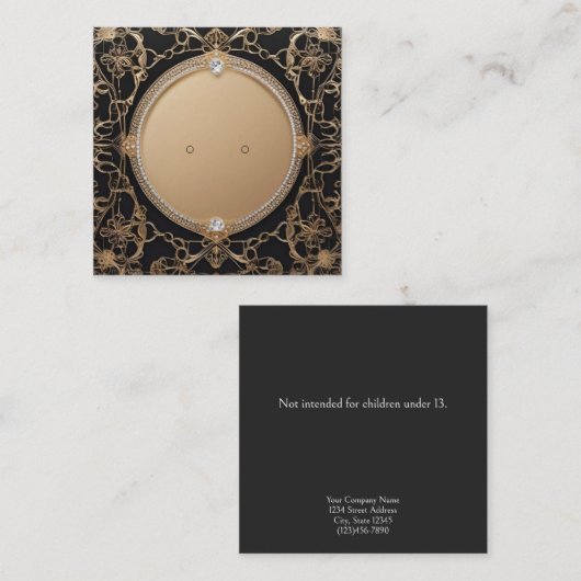 カスタム金ゴールド"フィリグリーのスタッドイヤリング表示カード 予約カード (正面/裏面)