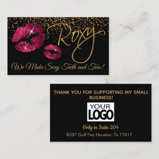 カスタム金ゴールド&ホットピンクのメイクアップアーティスト 名刺 (正面/裏面)