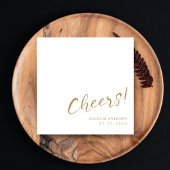 カスタム金ゴールド&ホワイト結婚ズ・ナプキン – 応援! スタンダードカクテルナプキン