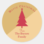 カスタム金ゴールド&レッドクリスマス ラウンドシール (正面)