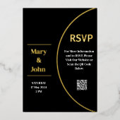 カスタム金モダン箔の白黒結婚の 箔招待状 (正面)
