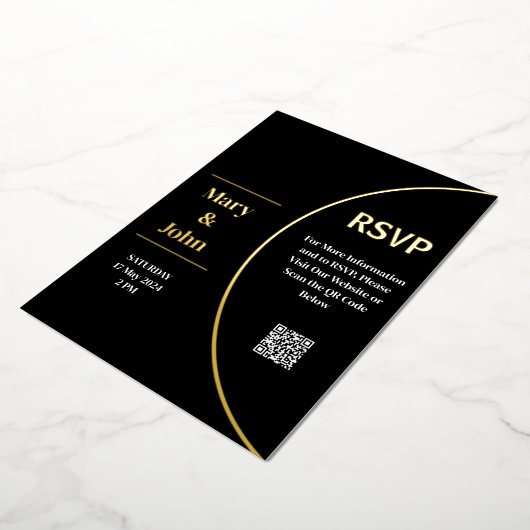 カスタム金モダン箔の白黒結婚の 箔招待状 (回転した状態)