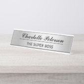 カスタム金属銀おもしろい デスクネームプレート (正面)