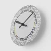 カスタム銀グリッター ラウンド壁時計 (傾斜)