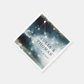 カスタム銀河系ブルー金ゴールドスタ結婚ーズ スタンダードカクテルナプキン (角)