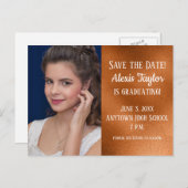 カスタム銅の卒業日を保存 ポストカード (正面/裏面)