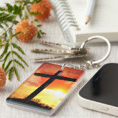 カスタム長方形イースタークロスキーチェーン キーホルダー (正面右)