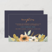 カスタム開花水色披露宴カード エンクロージャーカード (正面/裏面)