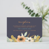 カスタム開花水色披露宴カード エンクロージャーカード (スタンド正面)