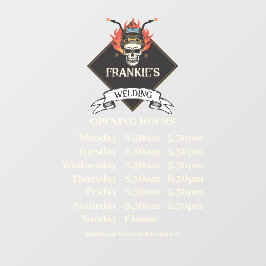 カスタム開館時間レトロ溶接ワークショップロゴ ウィンドウサイン