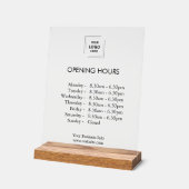 カスタム開館時間 | ビジネスモダンロゴ アクリルサイン (傾斜)