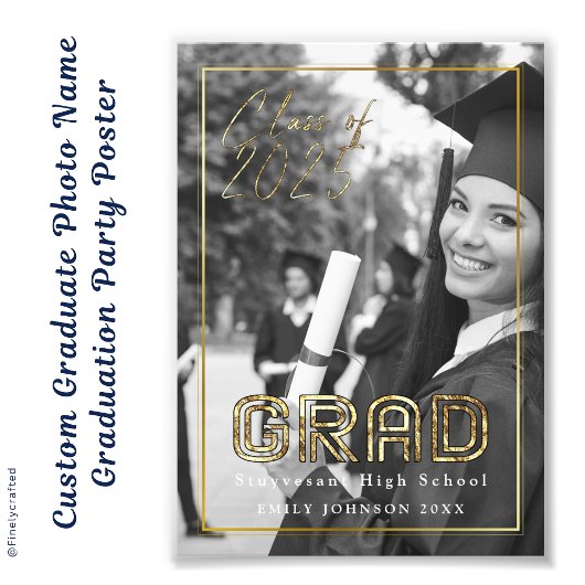 カスタム院写真名卒業パーティーポスター フォトプリント           