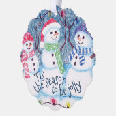 カスタム雪だるまに向かって今シーズンすてきおもしろい オーナメントカード (左)