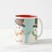 カスタム雪だるまパーティーマググ ツートーンマグカップ (正面右)