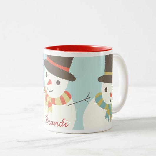 カスタム雪だるまパーティーマググ ツートーンマグカップ (正面右)