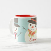 カスタム雪だるまパーティーマググ ツートーンマグカップ (正面左)