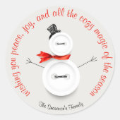 カスタム雪だるまボタン ラウンドシール (正面)
