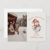 カスタム雪だるま水の色クリスマスビーギフト シーズンポストカード (正面/裏面)