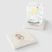 カスタム雪だるま水の色クリスマスビーギフト ストーンコースター (横)