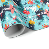 カスタム雪の結晶と装飾のキッズクリスマス ラッピングペーパー (ロールコーナー)