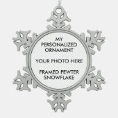 カスタム雪パーソナライズされた片フォトオーナメント スノーフレークピューターオーナメント (正面)