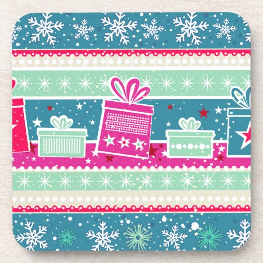 カスタム雪片とプレゼント コースター (正面)