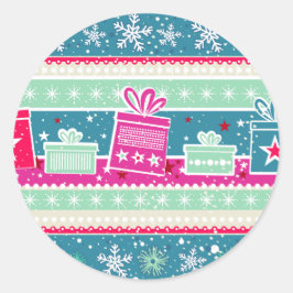 カスタム雪片とプレゼント ラウンドシール