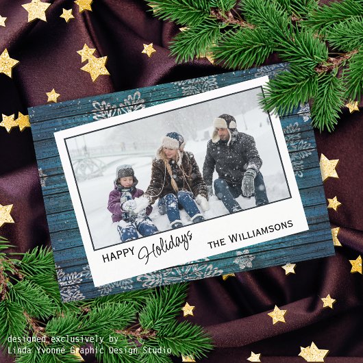 カスタム雪片&バーンウッド木板パターン シーズンカード