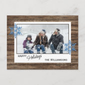 カスタム雪片&バーンウッド木板パターン ポストカード (正面)