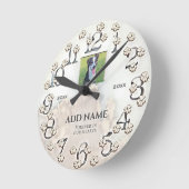 カスタム雲と前足の犬写真記念館 ラウンド壁時計 (傾斜)