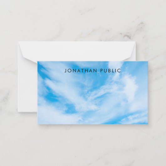 カスタム雲シンプルテンプレート名スクリプトモノグラム ノートカード (正面)