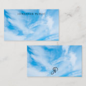 カスタム雲シンプルテンプレート名スクリプトモノグラム ノートカード (正面/裏面)