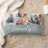 カスタム霧ハートスクリプト3 Photo Collage ランバークッション (ブランケット)