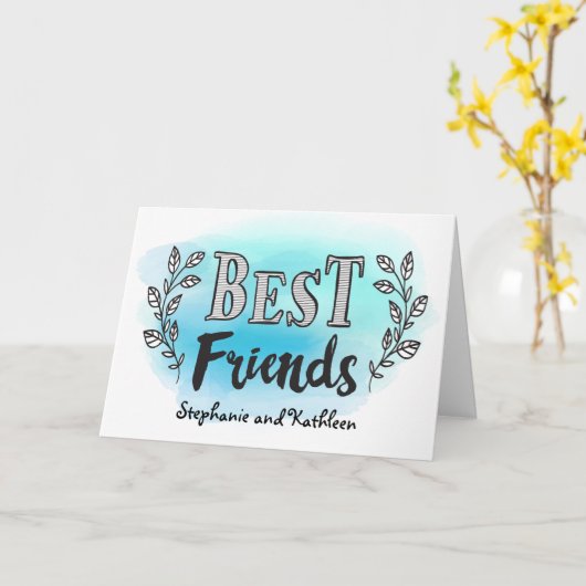 カスタム青い最高の水の色のフレンズのカード カード (黄色い花)