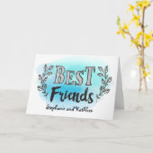 カスタム青い最高の水の色のフレンズのカード カード (黄色い花)