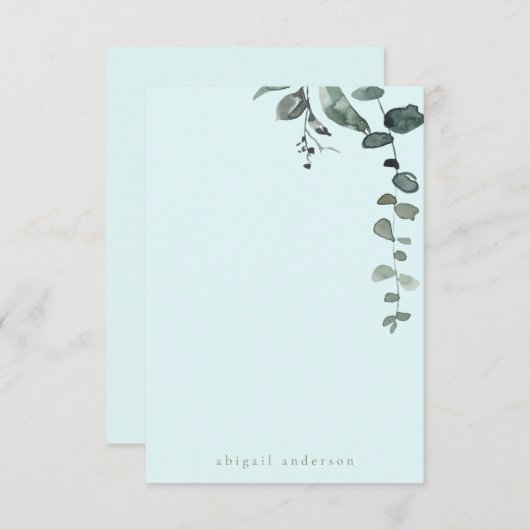 カスタム青い植物の葉の花嫁空白の サンキューカード (正面/裏面)