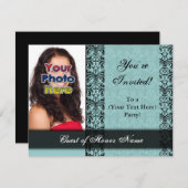 カスタム青かわいらしパーティの招待状 招待状 (正面/裏面)