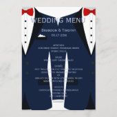 カスタム青と白のゲイ結婚のメニューカード メニュー (正面)