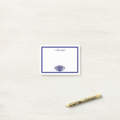 カスタム青と白のフローラ青のシ縁どティック ポストイット (デスク上)